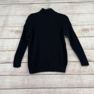 Lauren Ralph Lauren Linen Blend Rough‎ Seam Mock neck Sweater Women's M Black